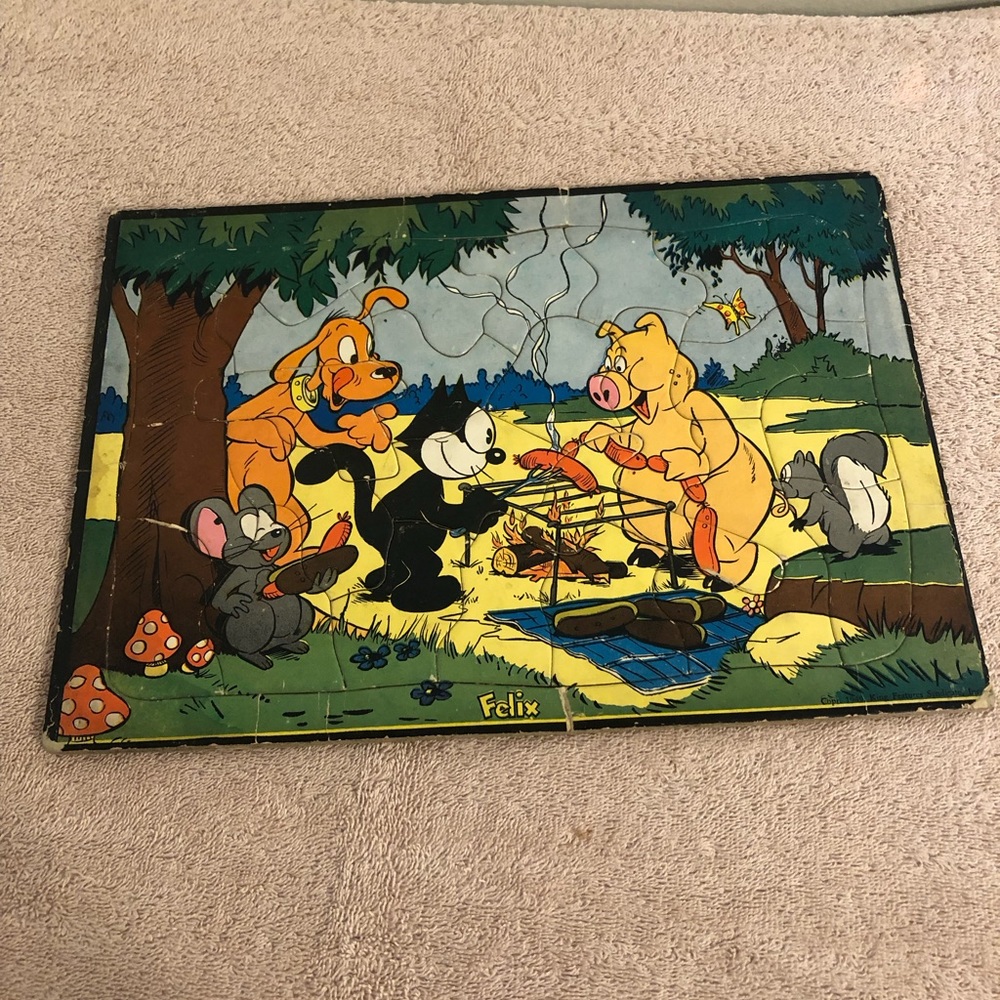 Vintage 1949 Built Rite Sta-N-Place Felix the Cat Frame Tray Puzzle #18